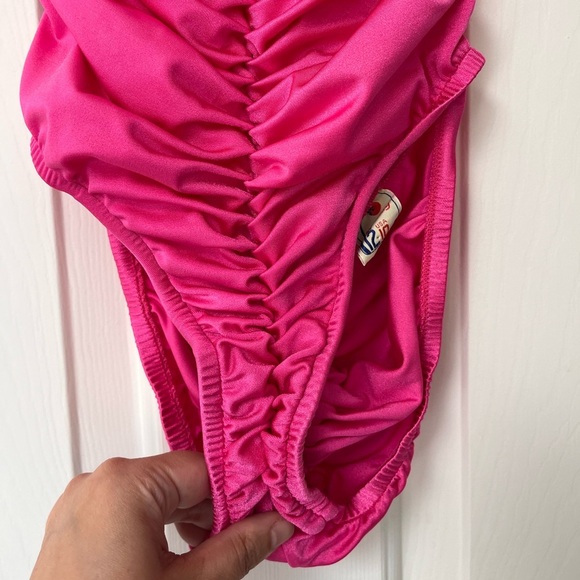 Vintage 80s 90s Hot Pink One-Piece Swimsuit XS - Picture 4 of 8